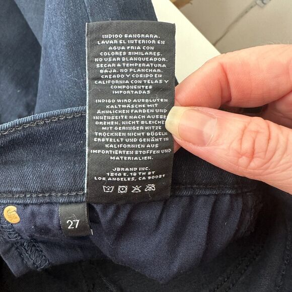 J Brand Crop Raw Hem Mid Rise Super Skinny Dark Blue Mercy Distressed Jeans 27 - Picture 13 of 14